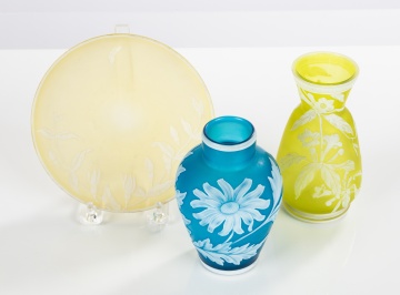 Three Pieces of English Cameo Glass