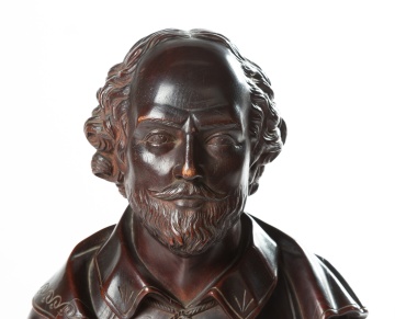 19th Century Carved Walnut Bust of Shakespeare, After Houdon