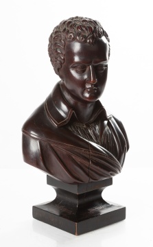 19th Century Carved Walnut Bust of Lord Byron