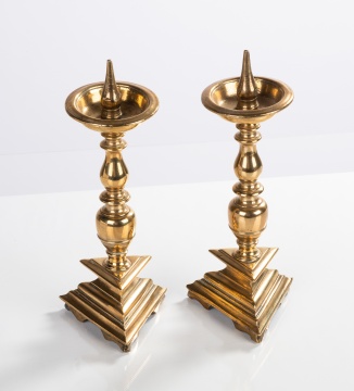 Pair of 17th Century Flemish Bronze Pricket Candlesticks