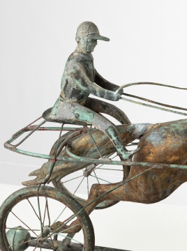 American Full-Bodied Copper 'Horse and Sulky' Weathervane
