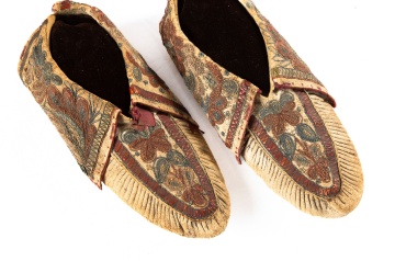Pair of Quilled Huron Moccasins