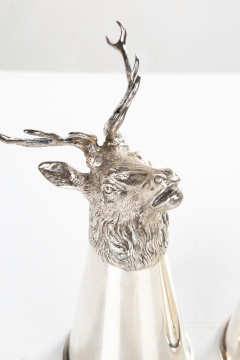 Tiffany & Co. Art Deco Silver Stirrup Cups with Stags