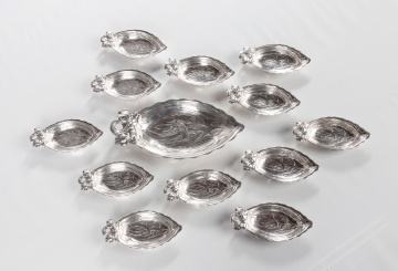 Thirteen Gorham Sterling Silver Leaf Form Trays / Nut Dishes