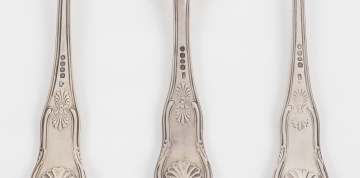English King's Pattern Silver Serving Spoons & Fish Slice