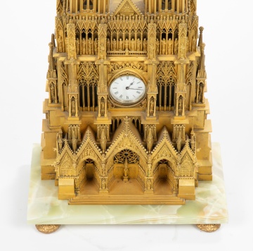 French Ormolu Reims Cathedral Clock, Attributed to Honore Pons