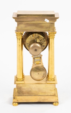 French Gilt Bronze Portico Clock
