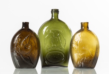 Early American Blown Glass Flask & Bottles