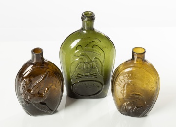 Early American Blown Glass Flask & Bottles