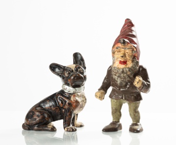 Hubley Cast Iron French Bulldog & Gnome