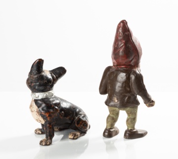 Hubley Cast Iron French Bulldog & Gnome