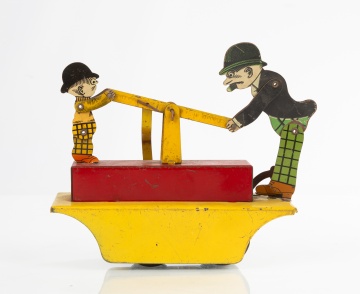 Marx Tin Wind-Up Moon Mullins & Kayo on Handcar Toy