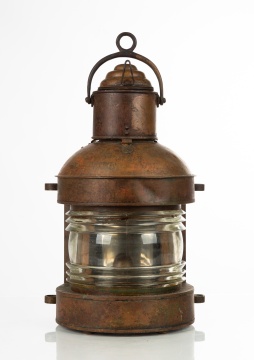 19th Century Copper Ships Anchor / Port Lantern