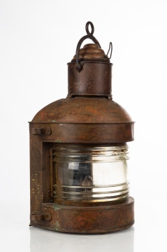 19th Century Copper Ships Anchor / Port Lantern