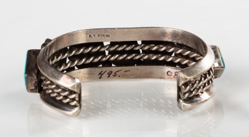 Four Navajo Turquoise & Silver Bracelet Cuffs