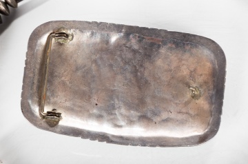 Navajo Silver & Turquoise Belt Buckle & Coin Necklace