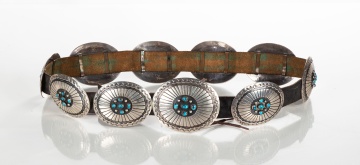 Geraldine Yazzie, Navajo Silver & Turquoise Concho Belt