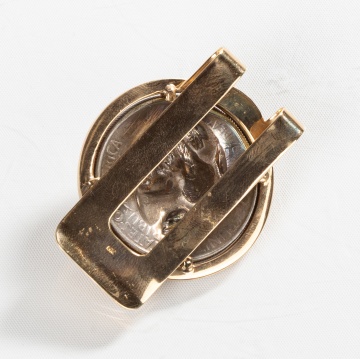 14K Gold Money Clip with 1922 Liberty Head Repousse Peace Silver