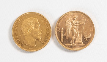 France 100 Francs 1905A & France 100 Francs 1856A Gold Coins