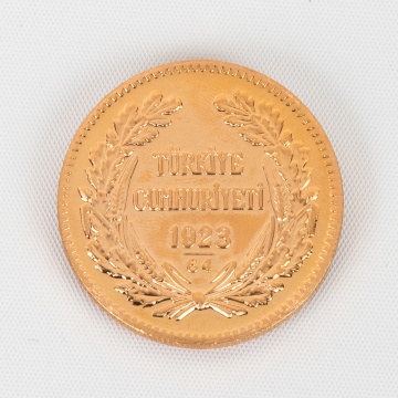 1923/64 Turkey 500 Kurush Gold Coin