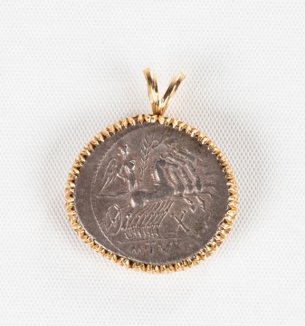 Roman Republican Silver Denarius Coin Pendant