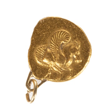 Greek 1 Stater (Helmeted Head of Athena) Gold Coin, Mounted as a Pendant