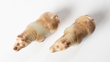 Pair of Chinese Carved Jade Rhinos