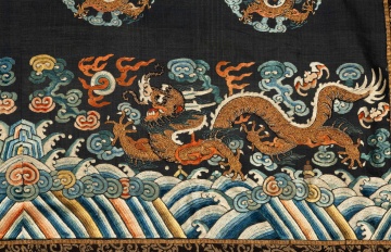 Chinese Embroidered Robe, Kesi Panels & Japanese Silk Scarf