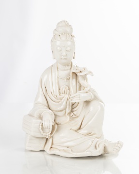 A Dehua Blanc de Chine Porcelain Figure of Guanyin