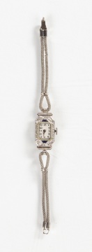 Ladies' French Art Deco 18K White Gold Watch & Platinum Case