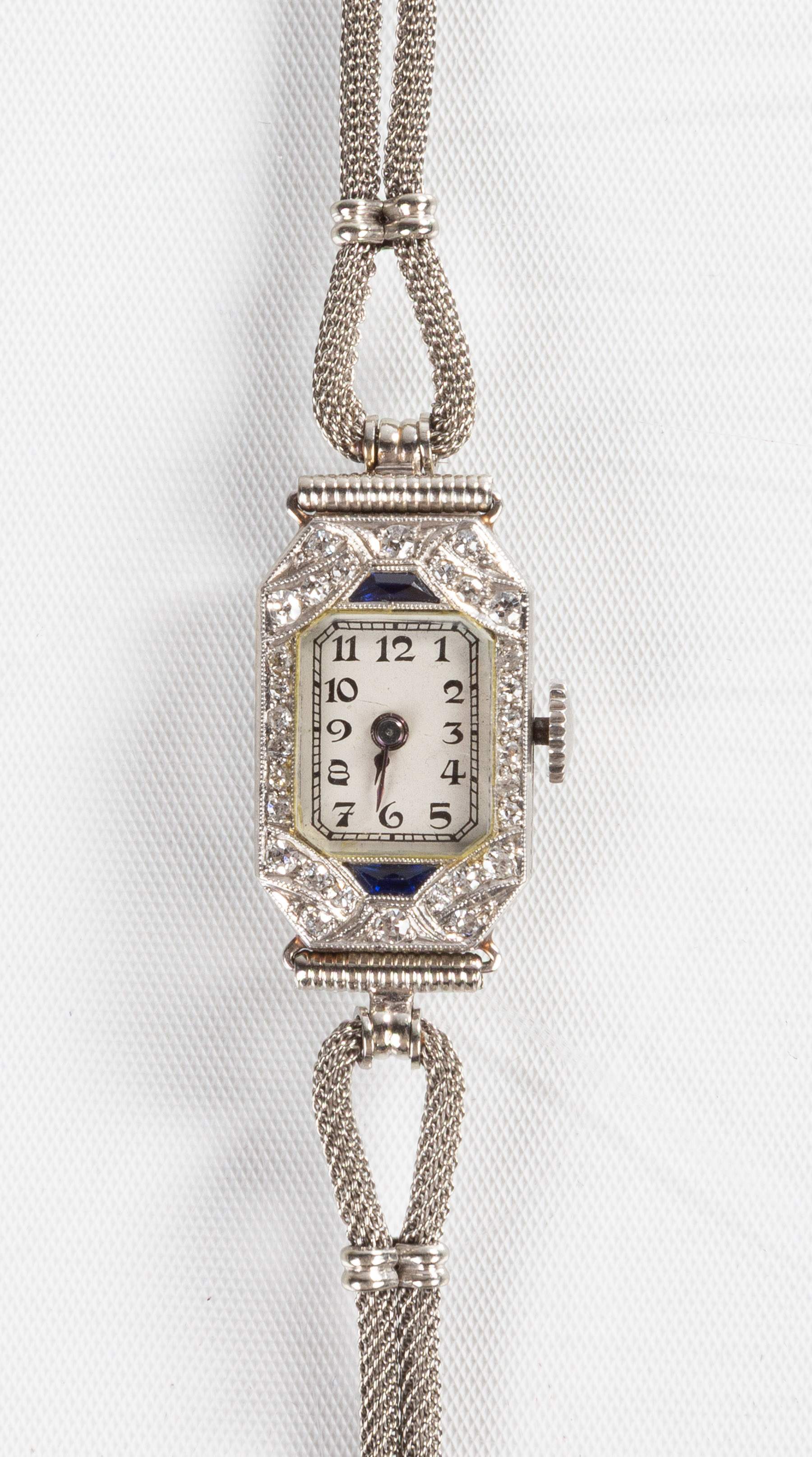 Ladies' French Art Deco 18K White Gold Watch & Platinum Case | Cottone ...