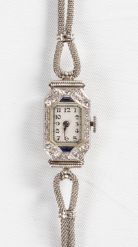 Ladies' French Art Deco 18K White Gold Watch & Platinum Case