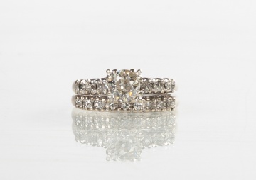 14K White Gold & Diamond Wedding Ring Set