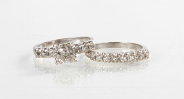 14K White Gold & Diamond Wedding Ring Set