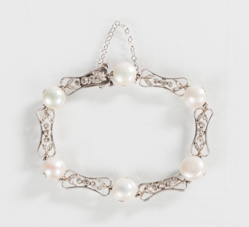 Black Starr & Frost Platinum, Pearl, & Diamond Bracelet