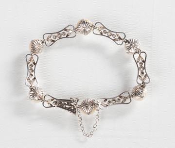 Black Starr & Frost Platinum, Pearl, & Diamond Bracelet