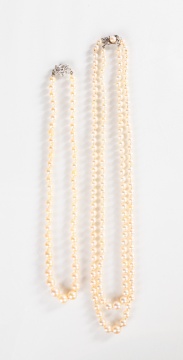 Three Pearl & Platinum Necklaces