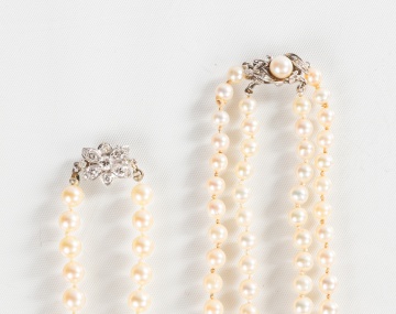 Three Pearl & Platinum Necklaces