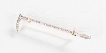 14K Gold, Platinum, & Diamond Equestrian Riding Crop Pin