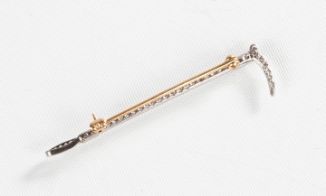 14K Gold, Platinum, & Diamond Equestrian Riding Crop Pin
