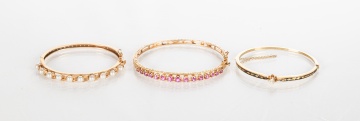 Three Ladies' 14K Gold Bracelets