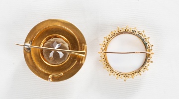 Ladies Pompeii Mount Vesuvius Shell Cameo Brooch & Citrine Brooch / Pendant