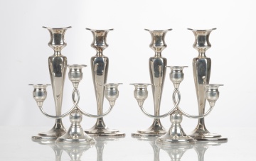 Four Tiffany & Co. Candlesticks & Pair of Revere Three-Light Candelabras