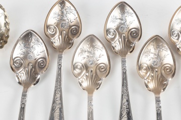 Art Nouveau Parcel-Gilt Atlantis/Ailanthus Flatware