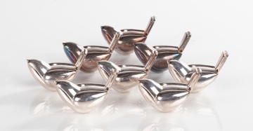 Eight Christofle Silver-Plate Bird Form "Piccolo"  Place Card Holders