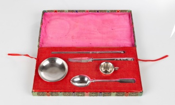 Chinese Sterling Silver Tableware Suite