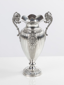 Neoclassical Silver Vase with Swan Handles