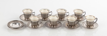 Watson Co., Wilcox & Wagoner Sterling Silver & Demitasse Cups & Saucers
