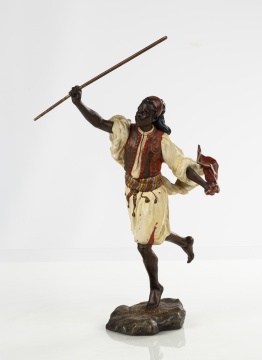 Franz Xaver Bergmann (Austrian, 1861-1936) "Running Warrior"