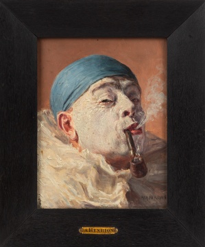 Armand Francois Joseph Henrion (French, 1875-1958) Clown Smoking Pipe